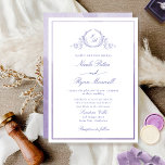 Classic Monogram Lavender Watercolor Wedding Invitation<br><div class="desc">Delight friends and family with this elegant wedding invitation showcasing exquisite fine hand drawn leafy botanical monogram with bride and groom's initials. Front invitation trimmed with thin lavender, lilac and purple hues watercolor frame, while invitation's back featuring beautiful watercolor wash in lavender, lilac and purple hues. Clean and simple design...</div>