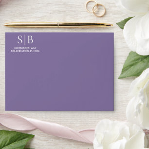 Classic Monogram Lavender Wedding Envelope