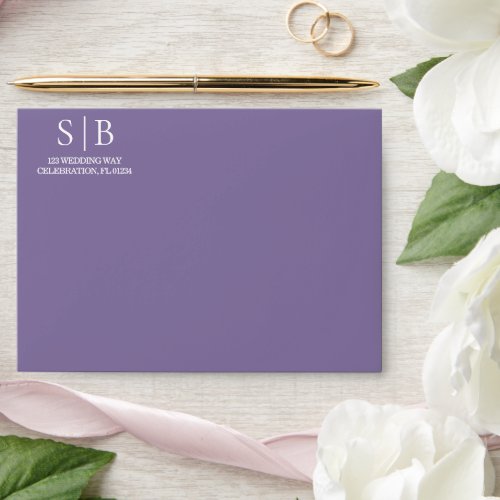 Classic Monogram Lavender Wedding Envelope