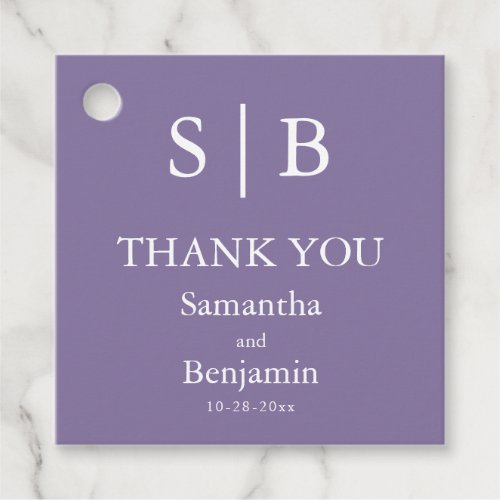 Classic Monogram Lavender Wedding Favor Tags