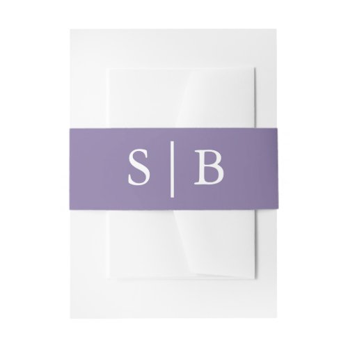 Classic Monogram Lavender Wedding Invitation Belly Band