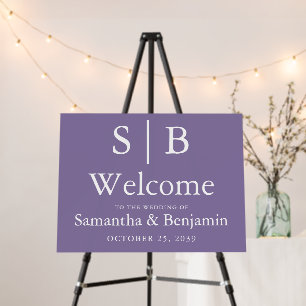 Classic Monogram Lavender Wedding Welcome Sign