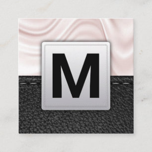 Classic Monogram   Leather Background Square Busin Business Card