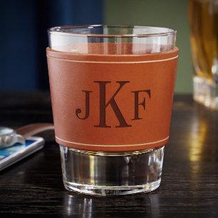 Classic Monogram Leather Wrapped Whiskey Glass