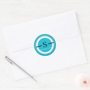 Classic Monogram Letter S Teal Round Envelope Seal