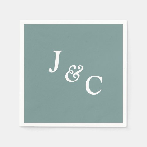 Classic Monogram Light Blue Wedding Napkin