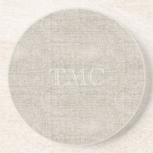 Classic Monogram light gray Initials Neutral Linen Coaster