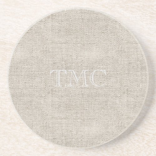 Classic Monogram light gray Initials Neutral Linen Coaster