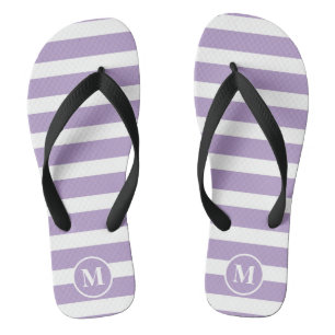 Classic Monogram Lilac Purple and White Stripes F Flip Flops