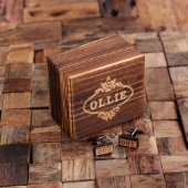 Classic Monogram Men's Wooden & Gunmetal Cufflinks (Front)