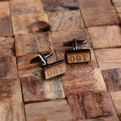 Classic Monogram Men's Wooden & Gunmetal Cufflinks (Front)