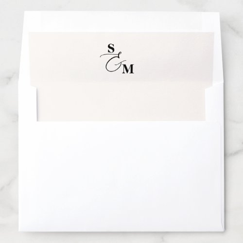 Classic Monogram Modern Ampersand Wedding Envelope Liner