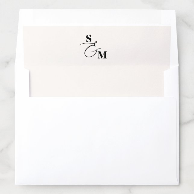 Classic Monogram Modern Ampersand Wedding Envelope Liner (In Envelope)