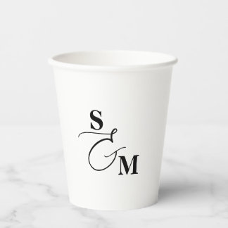 Classic Monogram Modern Ampersand Wedding Paper Cups