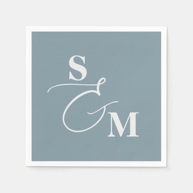 Classic Monogram Modern Script Ampersand Wedding Napkins (Front)