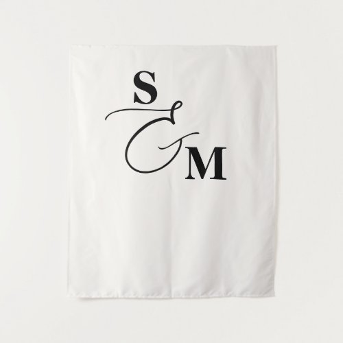 Classic Monogram Modern Script Ampersand Wedding Tapestry