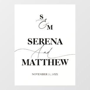 Classic Monogram Modern Script Wedding Floor Decals