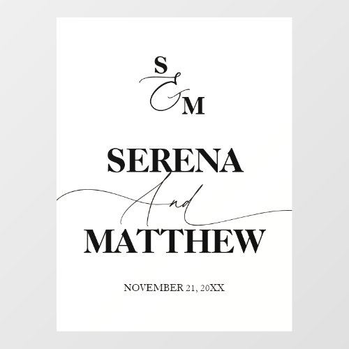 Classic Monogram Modern Script Wedding Floor Decals