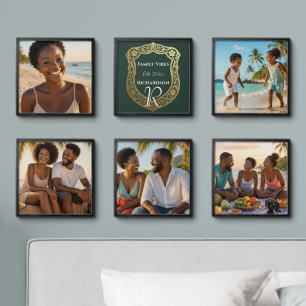 Classic Monogram Name Family Vibes Beach Holiday Peel And Stick Photo Tile
