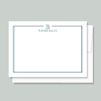 Classic Monogram Navy Blue Border Stationery