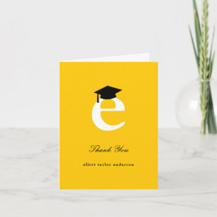 Classic Monogram O Graduation Cap Photo Modern Thank You Card