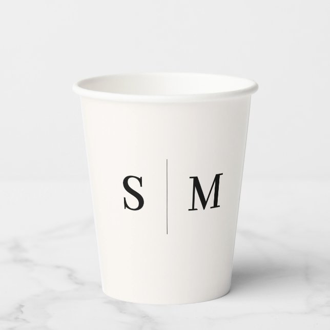 Classic Monogram Off Whitr Paper Cups (Back)