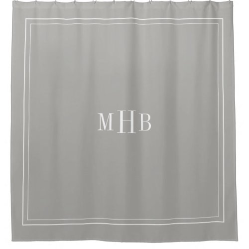 Classic Monogram on Light Gray Custom Color Shower Curtain