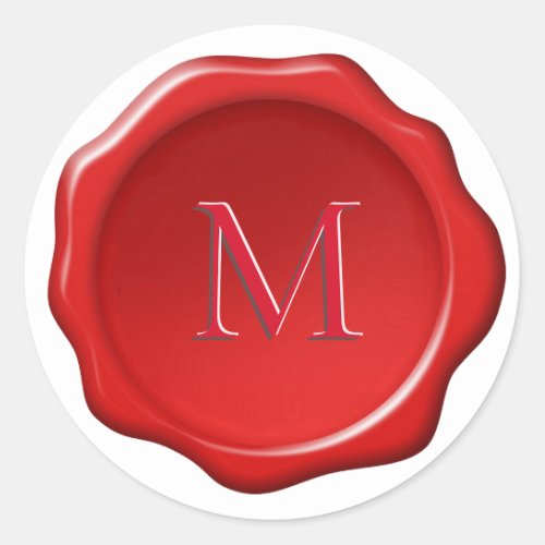 Classic Monogram on Red Wax Seal Sticker