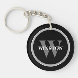 Classic Monogram: Personalized Black, White, and G Keychain