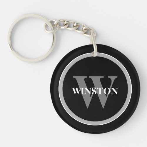 Classic Monogram Personalized Black White and G Keychain