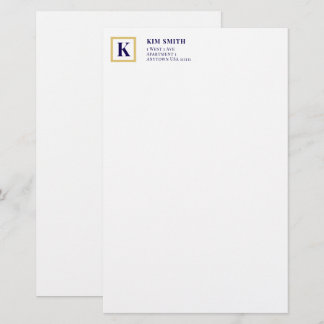 Classic Monogram Personalized Stationery | Gold &