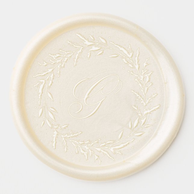 Classic Monogram Pine Wreath Christmas Holiday Wax Seal Sticker (Front)