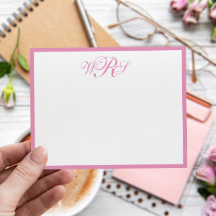 Classic Monogram Pink Note Card