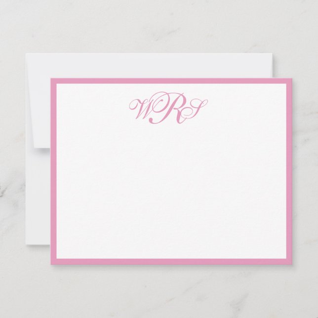Classic Monogram Pink Note Card (Front)