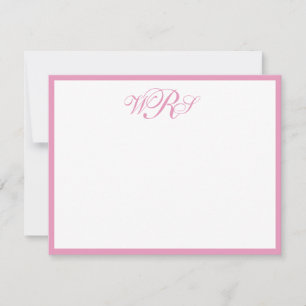 Classic Monogram Pink Note Card