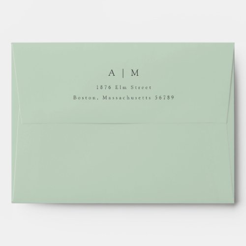 Classic Monogram Pistachio Return Address Wedding Envelope