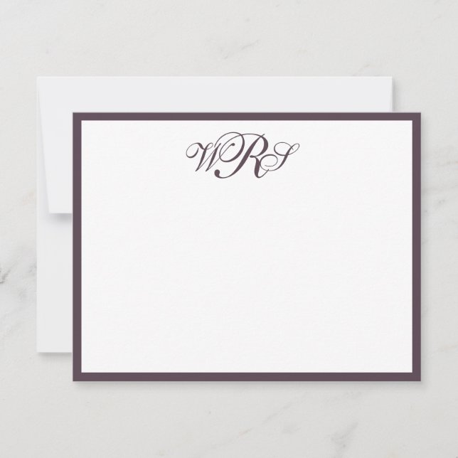 Classic Monogram Purple Note Card (Front)