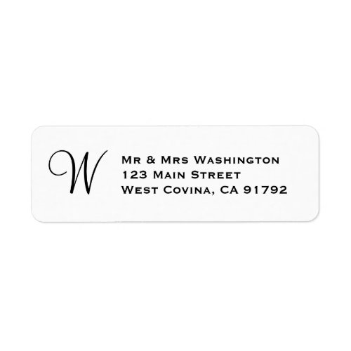 Classic Monogram Return Address Label Template