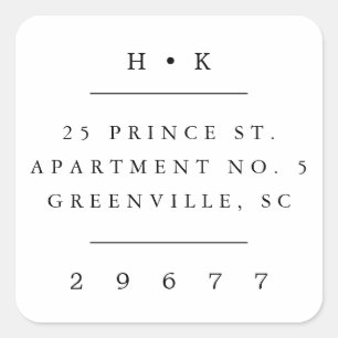 Classic monogram return address sticker