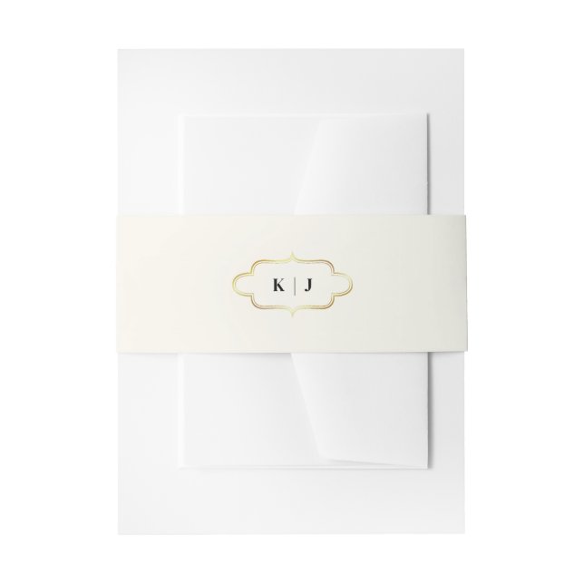 CLASSIC MONOGRAM & ROMANTIC CALLIGRAPHY WEDDING INVITATION BELLY BAND (Front Example)