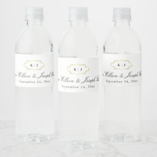CLASSIC MONOGRAM & ROMANTIC CALLIGRAPHY WEDDING WATER BOTTLE LABEL