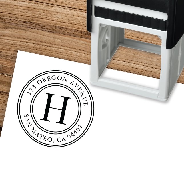 Classic Monogram Round Return Address Self-inking Stamp (Creator Uploaded)