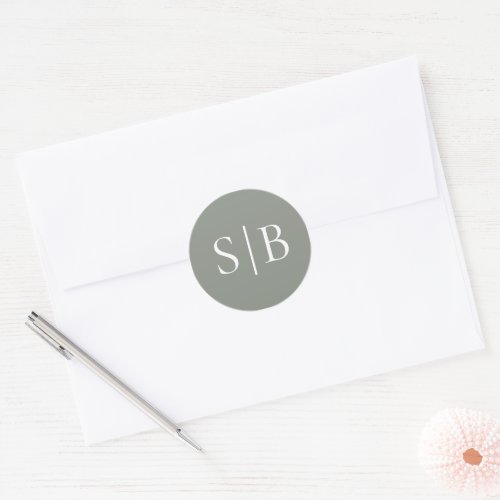 Classic Monogram Sage Green Wedding Envelope Seal