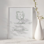 Classic Monogram Sage Green Wedding Welcome Poster at Zazzle