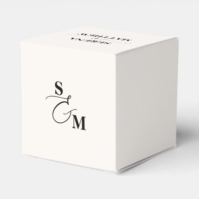 Classic Monogram Script Ampersand Wedding Favor Boxes (Back Side)
