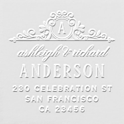 Classic Monogram Script Names Bold Return Address Embosser