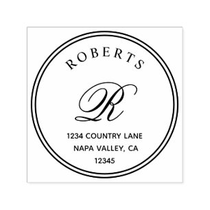 Classic Monogram Serif Name and Return Self-inking Stamp