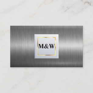 Classic Monogram   Silver Metallic Aluminum Business Card