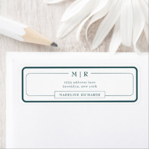 Classic Monogram Smoke Green Border Address Label