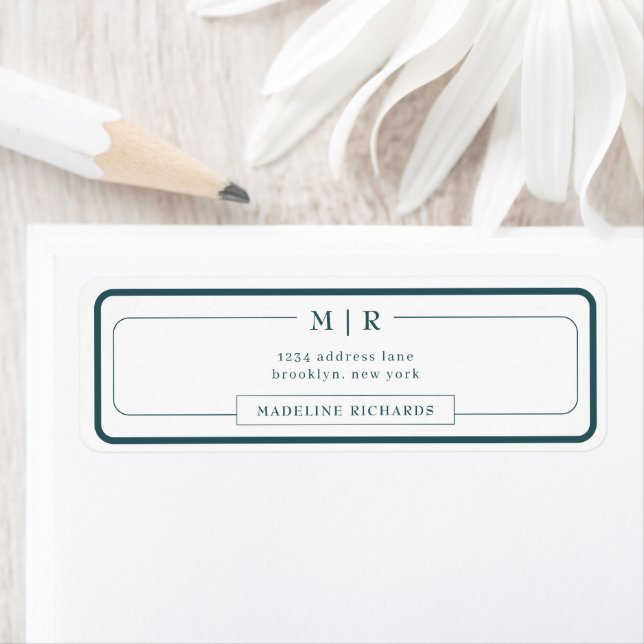 Classic Monogram Smoke Green Border Address Label (Insitu)